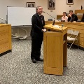 Co-Dean Michael Scharf welcomed the court as well as the first, second, and third-year law students, who attended the oral arguments held in the Moot Court Room.